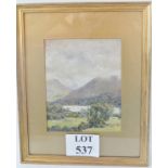 D E Clayton (1921) - 'Lake scene', watercolour, signed and dated, labels verso, 28 cm x 22 cm,