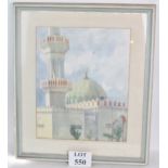 Mollie Fisher (20th century) - 'Islamic Temple', watercolour, signed, 49 cm x 39 cm,