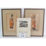 Sydney Carter (1874-1945) - A pair of watercolour studies depicting ethnic females, 27cm x 15cm,