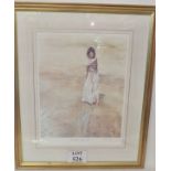Gordon King (b1939) - 'Footprints in the Sand', signed limited edition photo lithographic print,