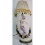 A superb Goldscheider Art Deco ceramic figurative table lamp, 'Odaliske',