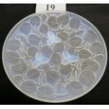 A French Arrers Art Deco opalescent glass dish, moulded with fruiting foliage, signed,