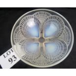 R Lalique bowl with iridescent moulded shell pattern,