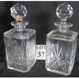 A pair of cut glass decanters with original stoppers est: £20-£40