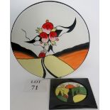 A Lorna Bailey charger, 34 cm, 'Oaktree Cottage', and a wall plaque,