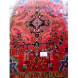 A fine 20th century Persian Hamadan, thick pile rug, 82" x 52.