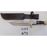 Bowie 7" knife by Bush Line, in leather sheath,