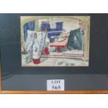 A G Bradbury (1939) - `Interior scene', watercolour, signed and dated, 28cm x 38cm, framed,