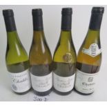 4 bottles of Chablis to include La Terrasse 2017, Baudouin Millet 2011 and 2012,