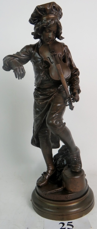 A fine bronze sculpture after Adrien Etienne Gaudez (1845-1902) - 'Lulli Enfant' depicting a young