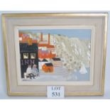 Mary Fedden RA, RWA, OBE, (1915-2012) - 'Harbour scene', oil on canvas, signed and dated 1987,