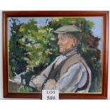 Harry Rutherford (1903-1983) - 'Portrait of Bill Butler', oil on board,