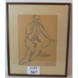 `Study of a Man', sketch, indistinctly signed and dated 1933, 39cm x 29cm, framed,