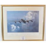 Frank Wootton - a limited edition colour print of a Lancaster Bomber, signed by the crew,