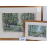 John Soar (20th century) - two signed pastels depicting blue bell woods, framed,