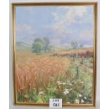 Henry Wainwright (20th century) - `By The Downs', acrylic on canvas, signed, inscribed verso,