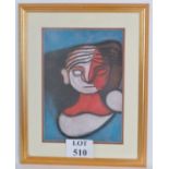 Attributed to Theodore Major (1908-1999) - 'Abstract portrait', pastel, 40 cm x 28 cm,