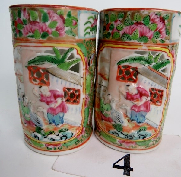 A pair of 19th century Chinese Canton famille rose porcelain vases,