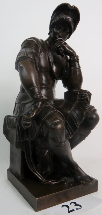 F Barbedienne - a fine French bronze sculpture modelled as a seated classical male figure,