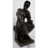 F Barbedienne - a fine French bronze sculpture modelled as a seated classical male figure,