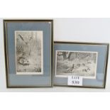 Archibald Thorburn (1860-1935) - two pencil signed sepia engravings depicting woodland wildlife,