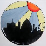 A limited edition Lorna Bailey charger, 11/25, decorated with a city skyline, probably London,