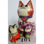 Two Joan and David De Brethel Rye Pottery models of seated cats, 18.
