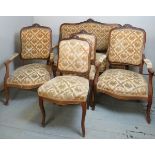 C1900 walnut parlour suite comprising of a 2 seater sofa (a/f), 2 armchairs and 2 single chairs,