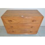 A vintage Ercol Windsor chest of 3 long drawers in good condition,