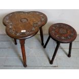 Two Eastern carved occasional tables/stools,