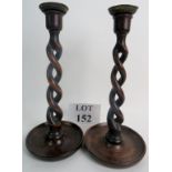 A pair of c1920's oak open-twist candles