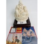 A fine quality signed Chinese blanc de chine porcelain figure of a seated Buddha, 20th century,