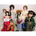 Eight modern dolls, tallest approx.