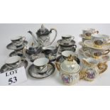 A Japanese eggshell porcelain coffee set and a vintage Czechoslovakian coffee set,