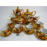 A vintage Bavarian gilt-lustre porcelain 18 piece coffee service,