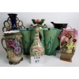 Eight large and decorative vintage ceramic vases and jug (a/f),