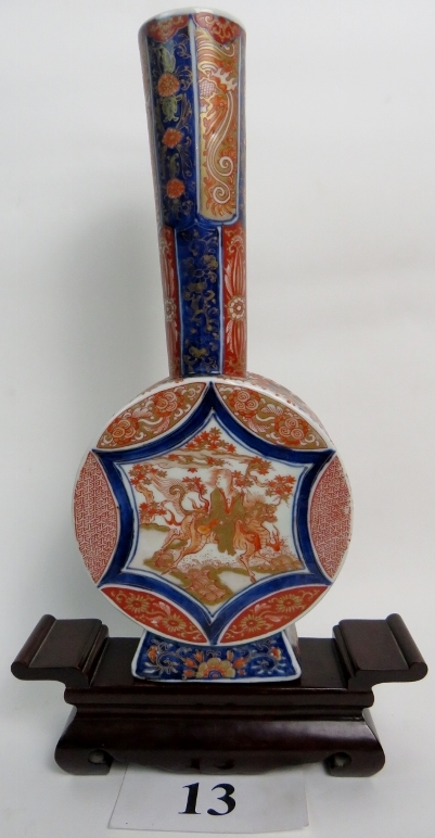 A Japanese Meiji period Imari ceramic Moon vase,