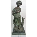 British School - An indistinctly signed fine bronzed sculpture modelled as a young maiden and