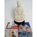 A fine quality signed Chinese blanc de chine porcelain figure of a seated Buddha, 20th century,