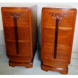 A pair of teak Art Deco period bedside cabinets, each with 3 drawers and in good clean condition,