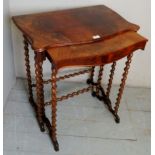 A nest of two Victorian mahogany side tables terminating on barley twist supports,