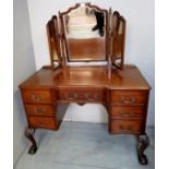 A Chippendale style mahogany dressing table with 7 drawers,