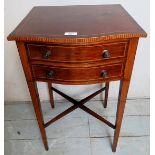 An Edwardian crossbanded mahogany two drawer side table,
