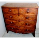 A 19th century mahogany bow front chest of 2 short over 3 long graduated drawers with Bramah lock,