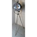 A 20th century Tilley galvanised search light on tripod base,