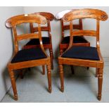 A fine set of 4 inlaid and crossbanded Ash Biedemier dining chairs of good rich colour,