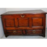 A 19th century oak and elm coffer of good rich colour and patina with 2 drawers to base,