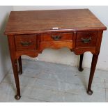 A Georgian design, 3 drawer lowboy, pad feet, 71cm tall,