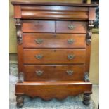 A large mahogany Scottish chest, with a long blind drawer over 2 small and 3 further long drawers,
