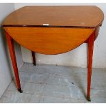 A 20th century pale mahogany drop leaf side table with a single drawer to end,